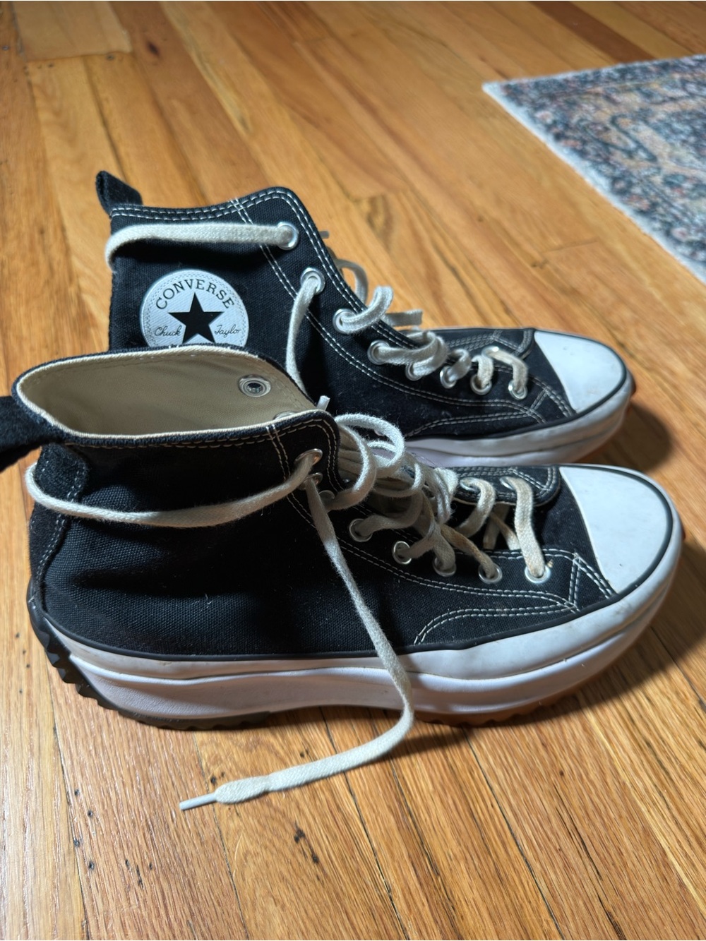 Converse Black and White Platform High-Top Sneakers